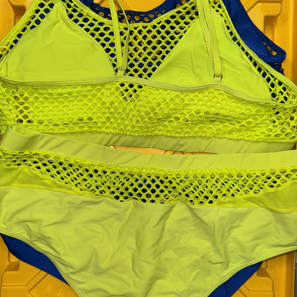 2 Shein Bathing Suits 3XL Bright yellow/green and royal blue